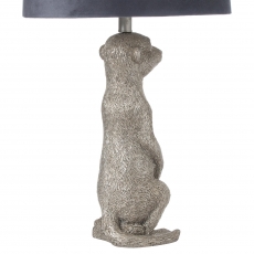 Morris The Meerkat Silver Table Lamp With Grey Velvet Shade