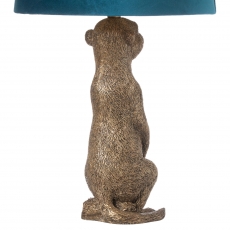 Morris The Meerkat Table Lamp With Teal Velvet Shade