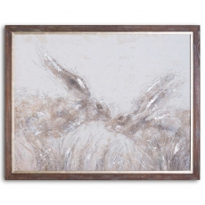 March Hares On Cement Board With Frame