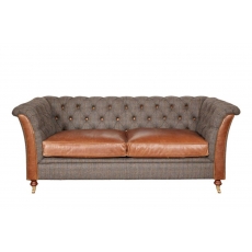 Granby Vintage 3 Seater Fabric Chesterfield Sofa with Leather Seats