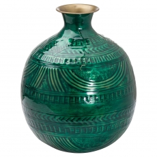 Brass Embossed Ceramic Dipped Squat Vase