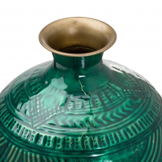 Brass Embossed Ceramic Dipped Squat Vase