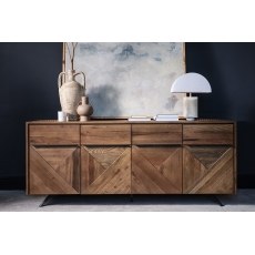 Hudson Solid Oak 4 Door Sideboard