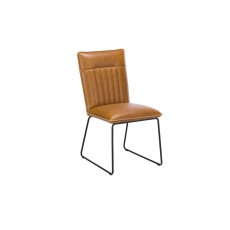 Cooper Leather Dining Chair in Tan (Pair) Tan