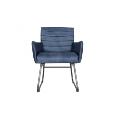 Formal Leather & Iron Dining Chair in Blue