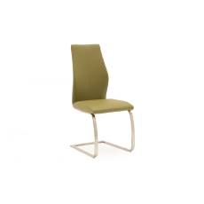 India Olive Dining Chair with Brushed Steel Legs Green