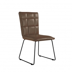 Panel Back Chair with Angled Legs in Brown