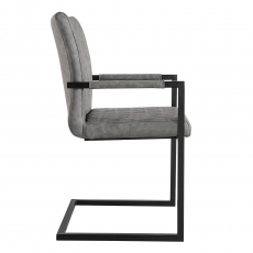 Diamond Stitch Carver Chair in Grey PU