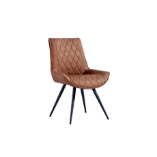 Diamond Stitched Dining Chair in Tan PU Leather