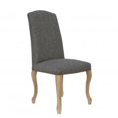 Luxury Chair with Studs Carved Oak Legs in Dark Grey
