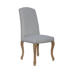 Luxury Chair with Studs Carved Oak Legs in Natural