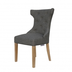 Winged Button Back Chair with Metal Ring in Dark Grey
