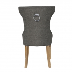 Winged Button Back Chair with Metal Ring in Dark Grey
