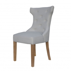 Winged Button Back Chair with Metal Ring in Natural