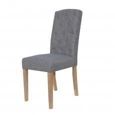 Button Back Upholstered Chair in Light Grey