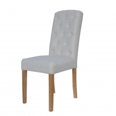 Button Back Upholstered Chair in Natural