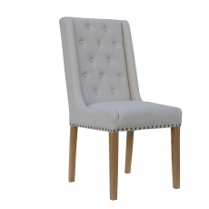 Button and Studded Dining Chair in Natural