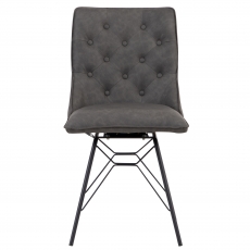 Studded Back Chair with Ornate Legs in Grey