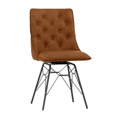 Studded Back Chair with Ornate Legs in Tan