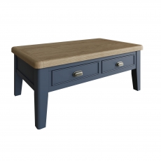 Smoked Painted Blue Oak Large Coffee Table