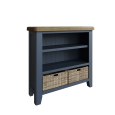 Smoked Painted Blue Oak Small Bookcase