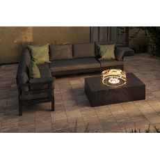 Maze Oslo Aluminium Corner Group with Rectangular Gas Fire Pit Table in Charcoal