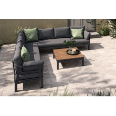 Maze Oslo Aluminium Large Corner Group in Charcoal with Teak Coffee Table