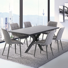Pittsburgh 1.6-2m Extending Dining Table in Dark Grey with X-Frame Legs