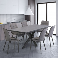 Pittsburgh Extending Dining Set in Dark Grey X Frame with x6 Pittsburgh Chairs
