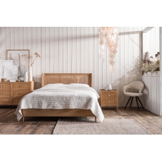 Java Rattan Mindi Wood Bed Frame