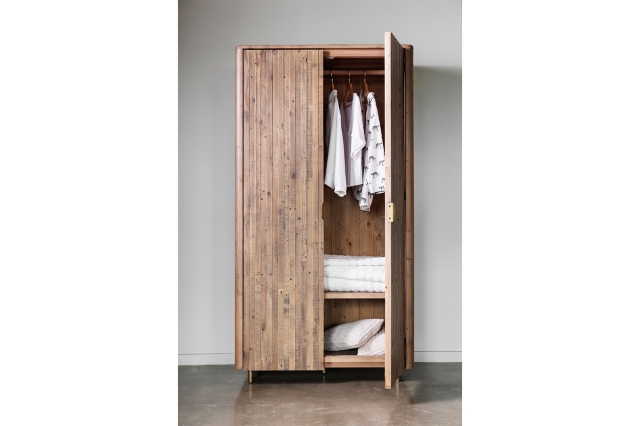 Baker Furniture Fairfax Reclaimed Slatted Wood Double Wardrobe