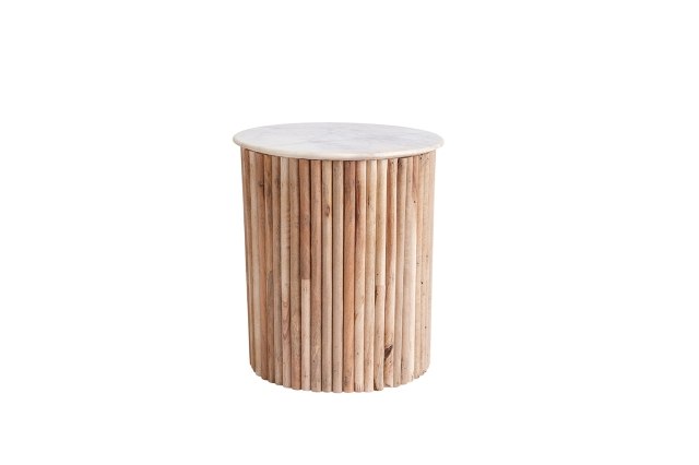 Reed Mango Wood & Marble Lamp Table Reed Mango Wood & Marble Lamp Table