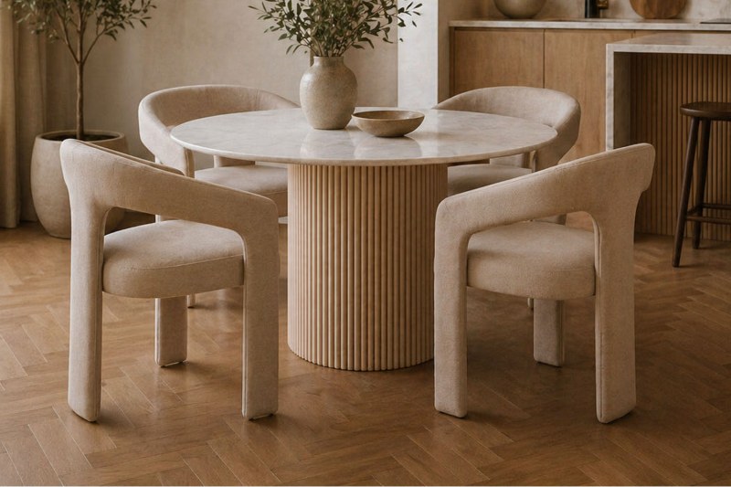 Reed Mango Wood & Marble 120cm Round Dining Table Reed Mango Wood & Marble 120cm Round Dining Table