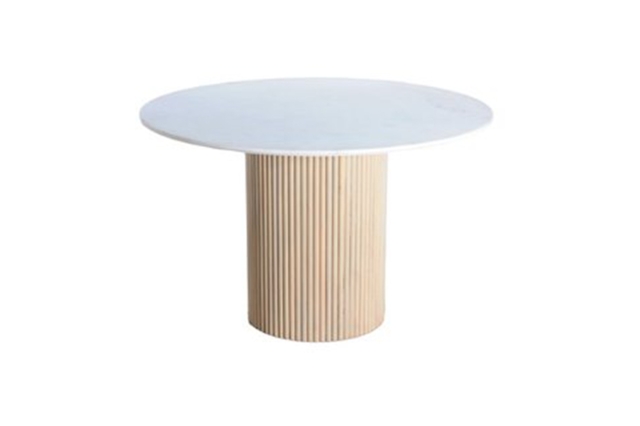 Rufus Reeded Mango Wood Marble 120cm Round Dining Table