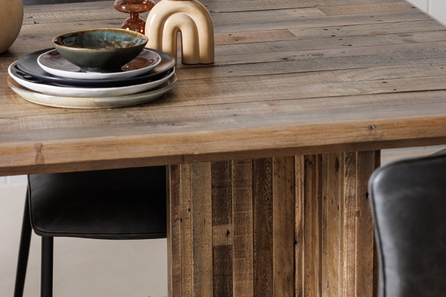 Fairfax Reclaimed Slatted Wood 220cm Dining Table Furniture World
