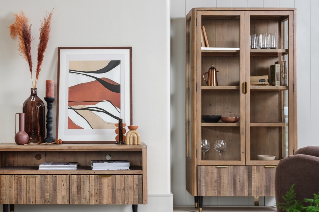 Baker Furniture Fairfax Reclaimed Slatted Wood Display Cabinet
