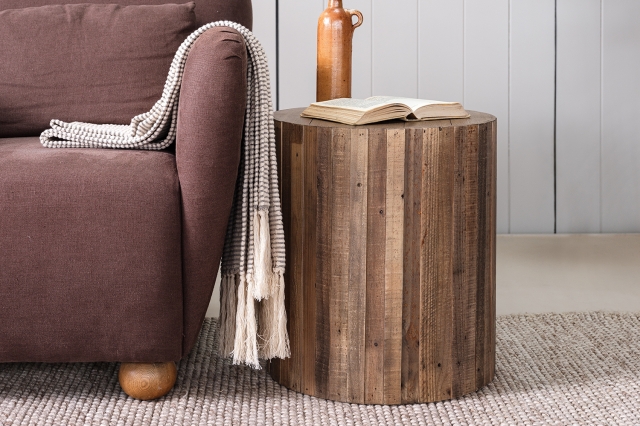 Reclaimed wood lamp on sale table