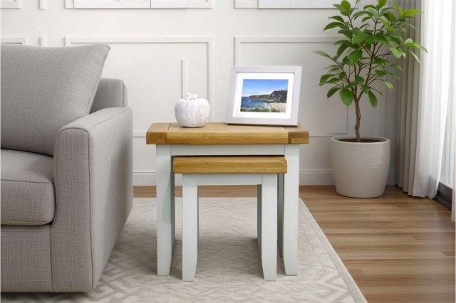 Cotswold Grey Painted Oak Nest Of Tables Cotswold Grey Painted Oak Nest Of Tables