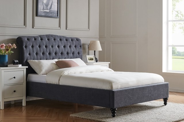 Rosalie Fabric Bed Frame in Dark Grey Rosalie Fabric Bed Frame in Dark Grey