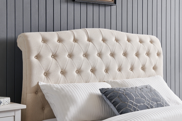 Natural fabric bed frame deals