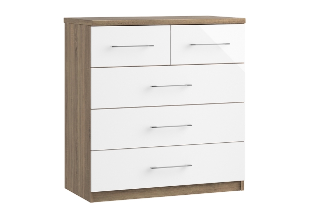 Maysons Furniture Calgary High-Gloss 3 + 2 Drawer Chest of Drawers