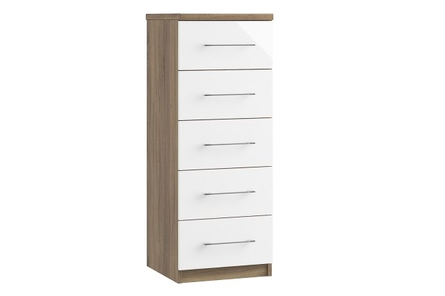 Calgary High-Gloss 5 Drawer Narrow Chest of Drawers Calgary High-Gloss 5 Drawer Narrow Chest of Drawers