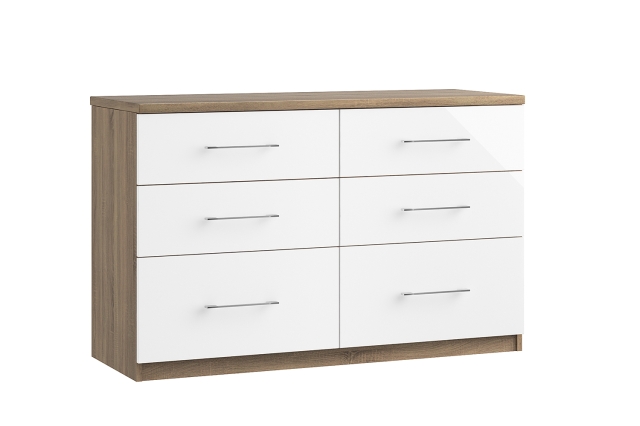 Maysons Furniture Calgary High-Gloss 6 Drawer Twin Chest of Drawers