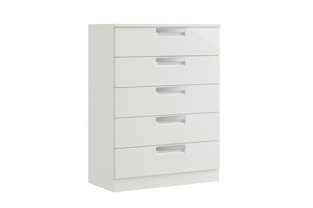 Maysons Furniture Milly High-Gloss 5 Drawer Chest of Drawers