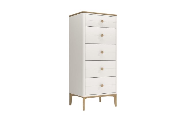 Vida Living Marlow Tall Chest of 5 Drawers in Cashmere Oak and Taupe Vida Living Marlow Tall Chest of 5 Drawers in Cashmere Oak and Taupe