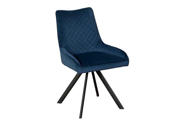 Baker Furniture Brooke Dark Blue Velvet Dining Chair with Diamond Stitching