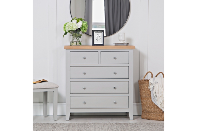 Kettle Interiors Eton Painted Grey Oak 2 Over 3 Chest of Drawers