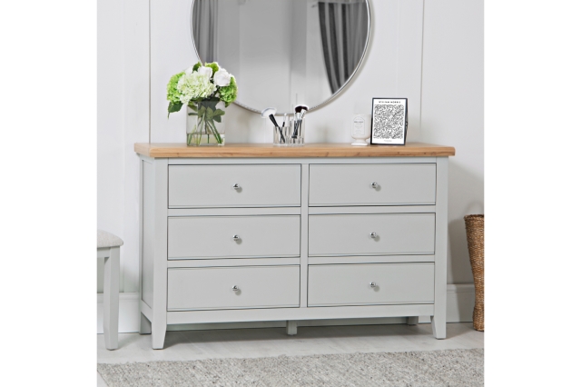 Eton Painted Grey Oak 6 Drawer Chest