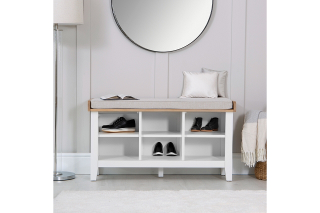 Eton Painted White Oak Hall Bench Furniture World