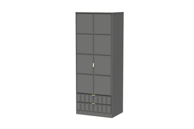 Welcome Furniture 2 Door 2 Drawer Wardrobe with Cube Panel Design